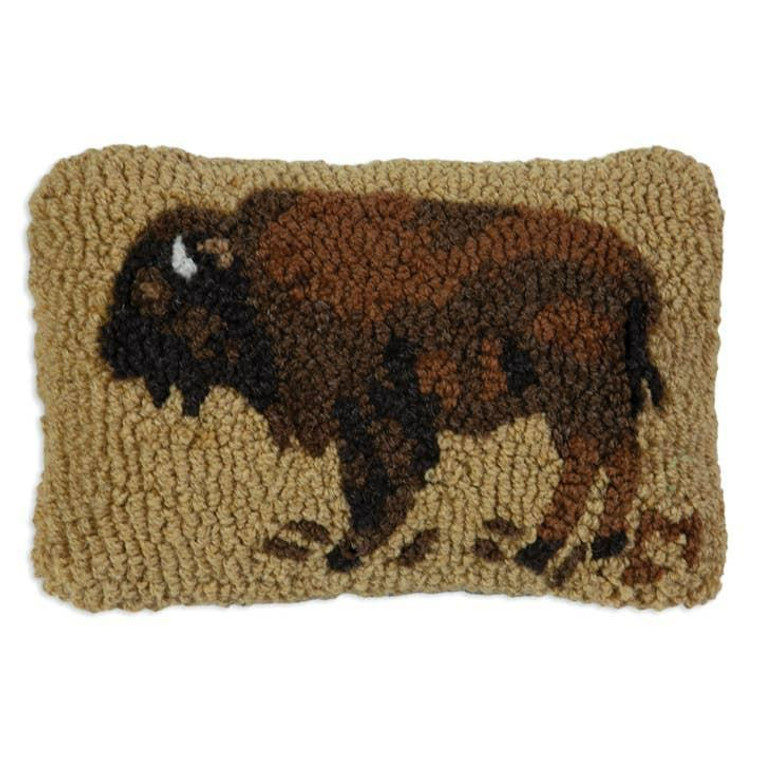 Golden  Buffalo Hooked Pillow