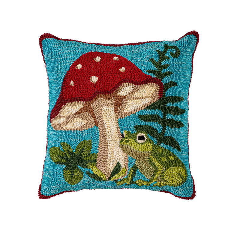 Mushroom Umbrella  Indoor/Outdoor  Hooked Pillow