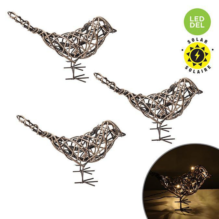 Solar Wicker Birds