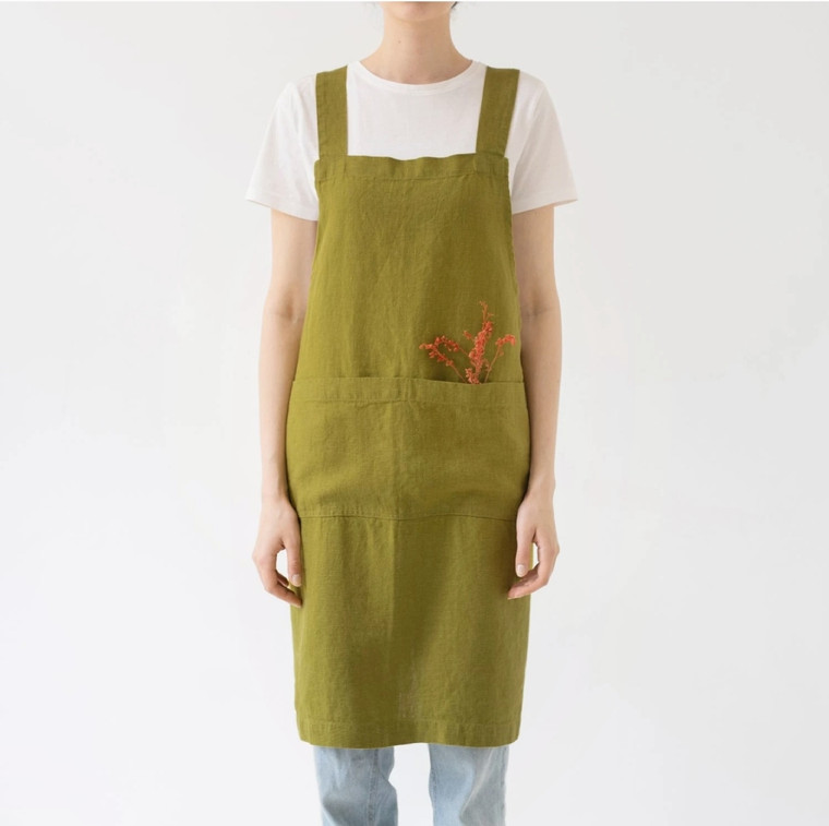 Linen Cross Back Apron