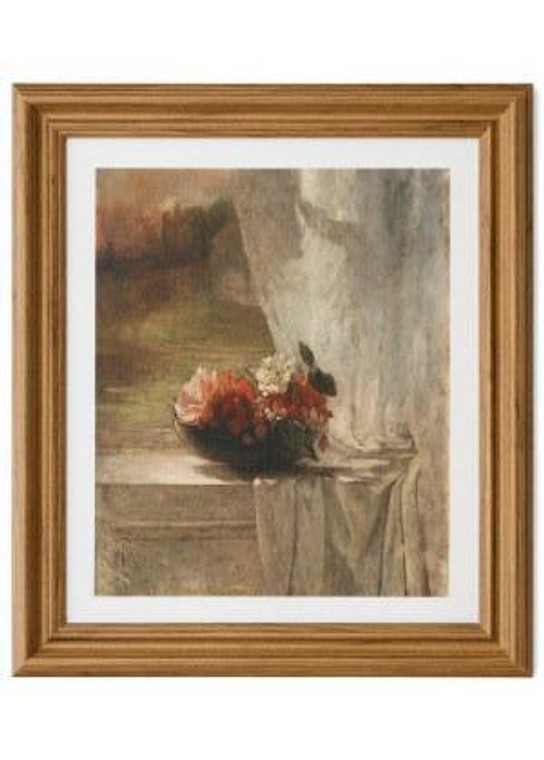 Flowers in Window Framed Canvas