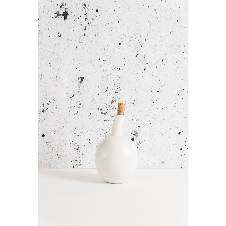 Stoneware Olive Oil Bottle- Matte White- Zitouna