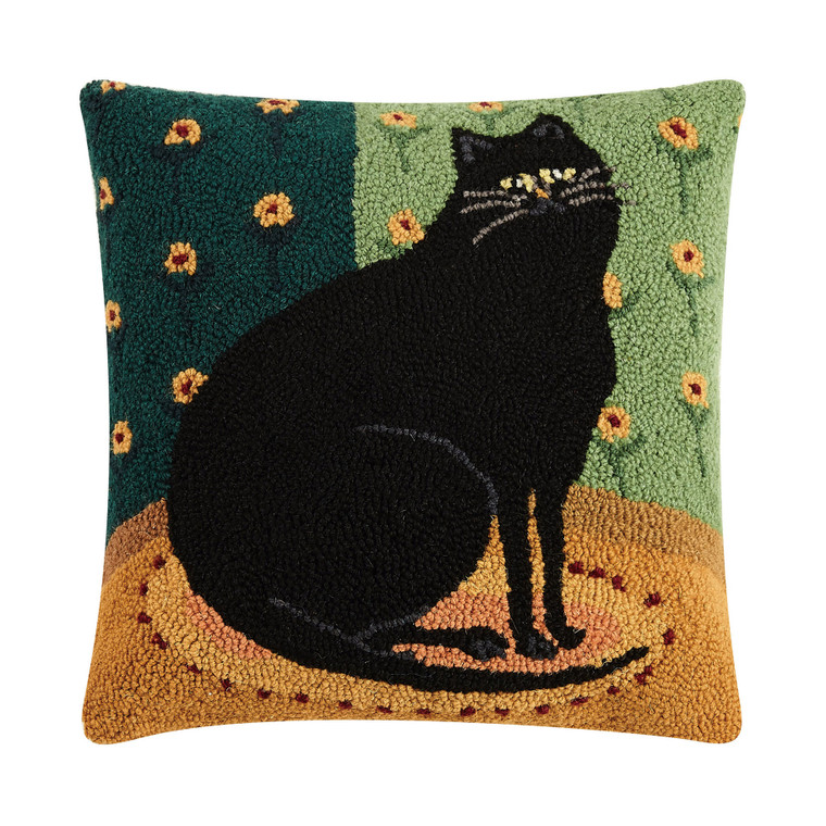 Black Cat in a Corner Hook Pillow