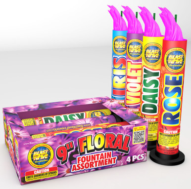 9 INCH FLORAL FOUNTAIN ASSORTMENT 4 pack