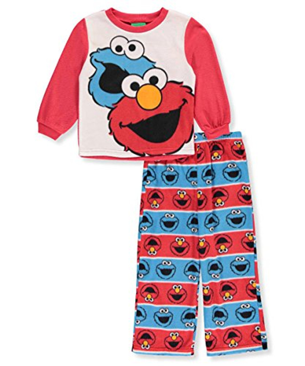 Sesame Street Boys Elmo and Cookie 2 Piece Fleece Pajama Set