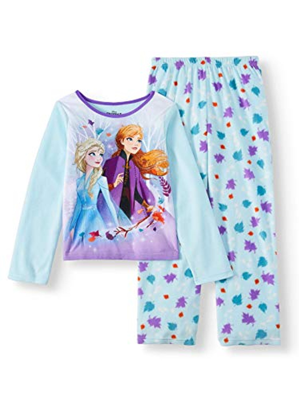 Disney Frozen II Anna and Elsa Pajama Foliage Fleece Pajama Set