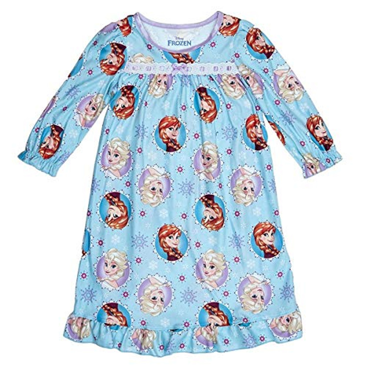 Frozen Elsa Anna Blue Snowflakes Granny Flannel Nightgown Gown