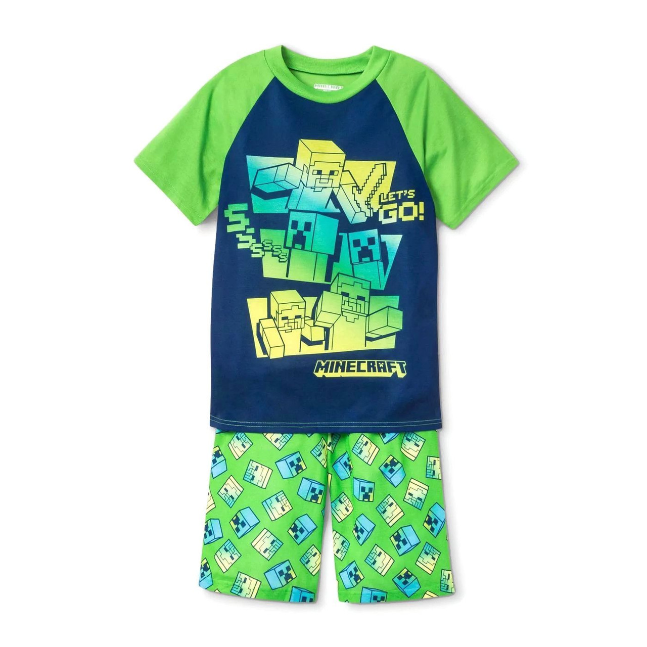 Minecraft Boy s Alex and Creeper Zombie Mob Pajama Shorts Set