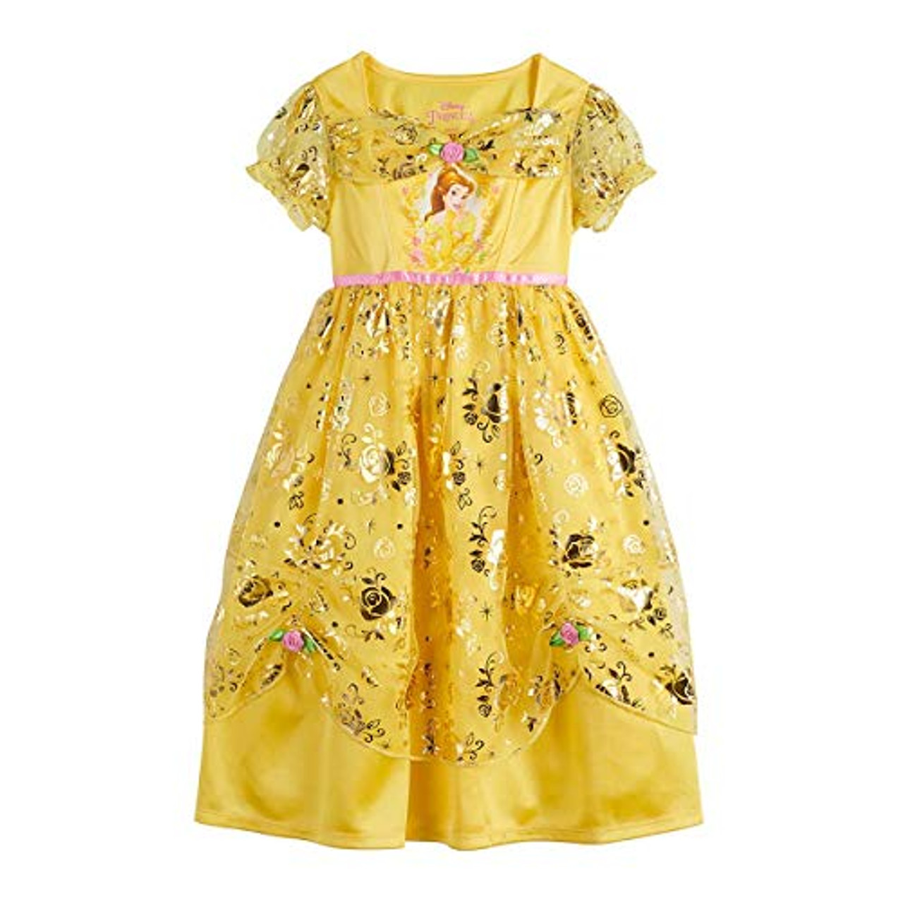 Disney Princess Belle Fancy Deluxe Nightgown Golden Foil Gown