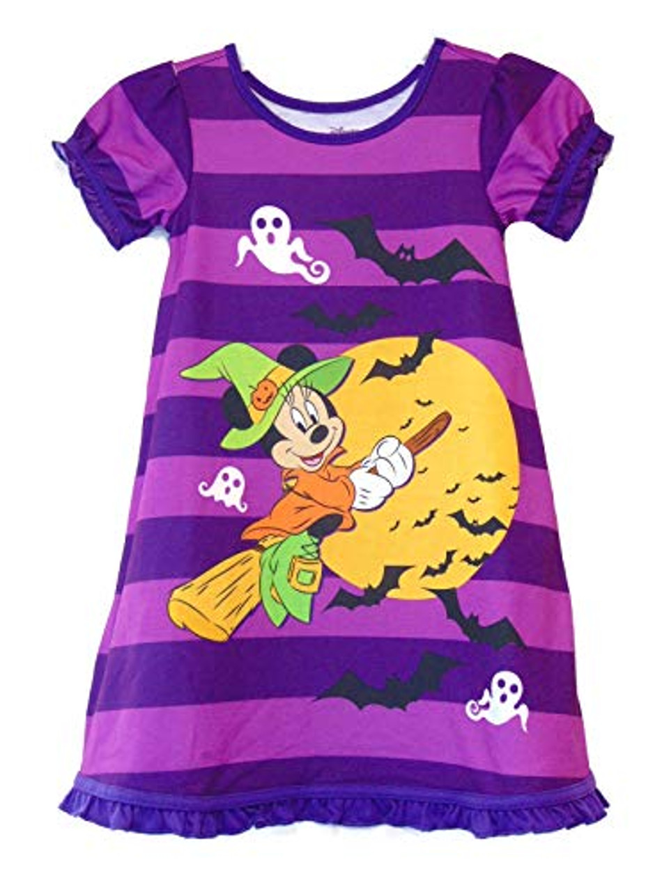 Minnie Mouse Halloween Witch Striped Purple Nightgown Nightshirt