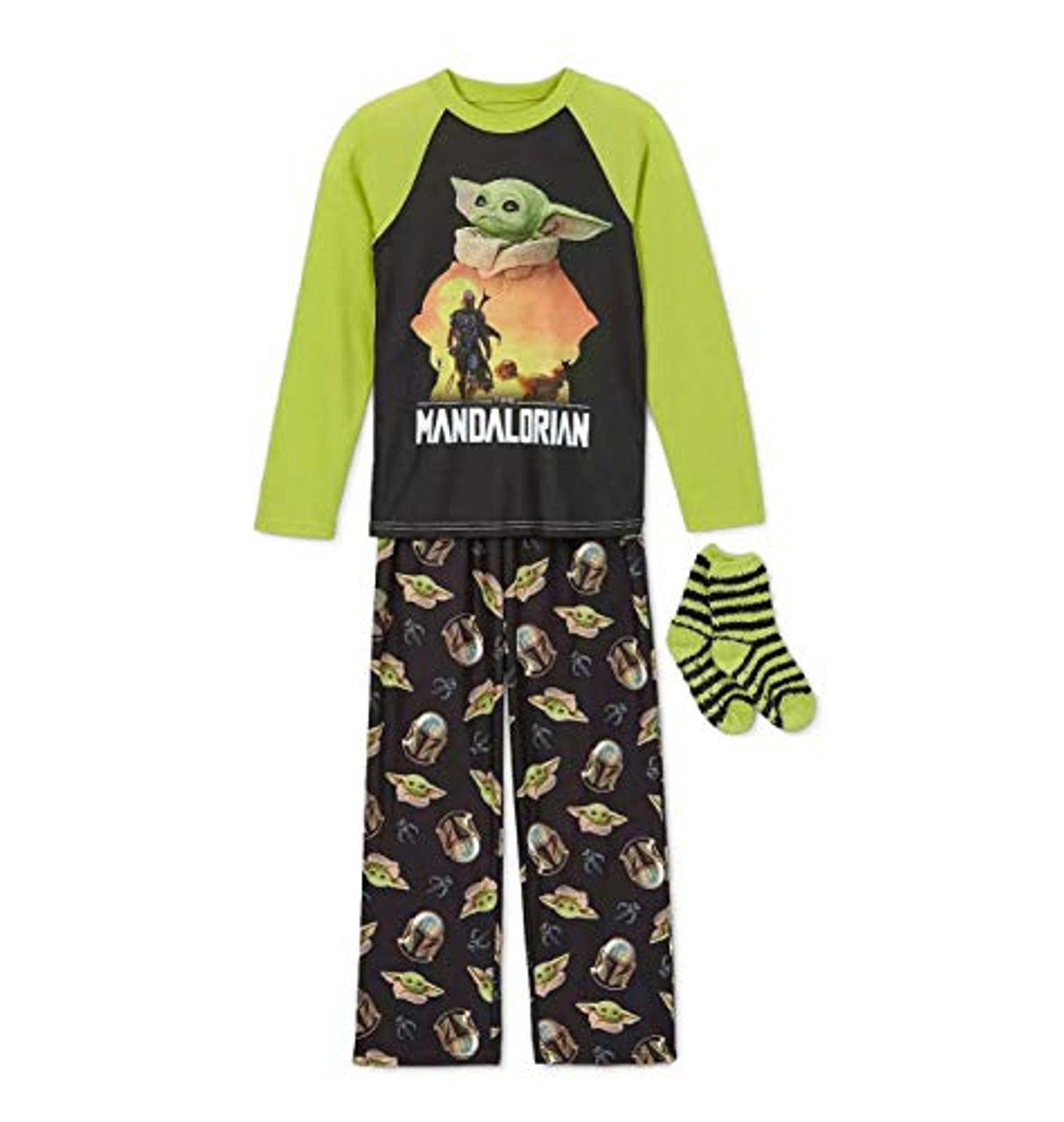 scherp overzee Nietje Star Wars Yoda The Child Mandalorian Polyester Pajama Set with Socks -  Little Dreamers Pajamas
