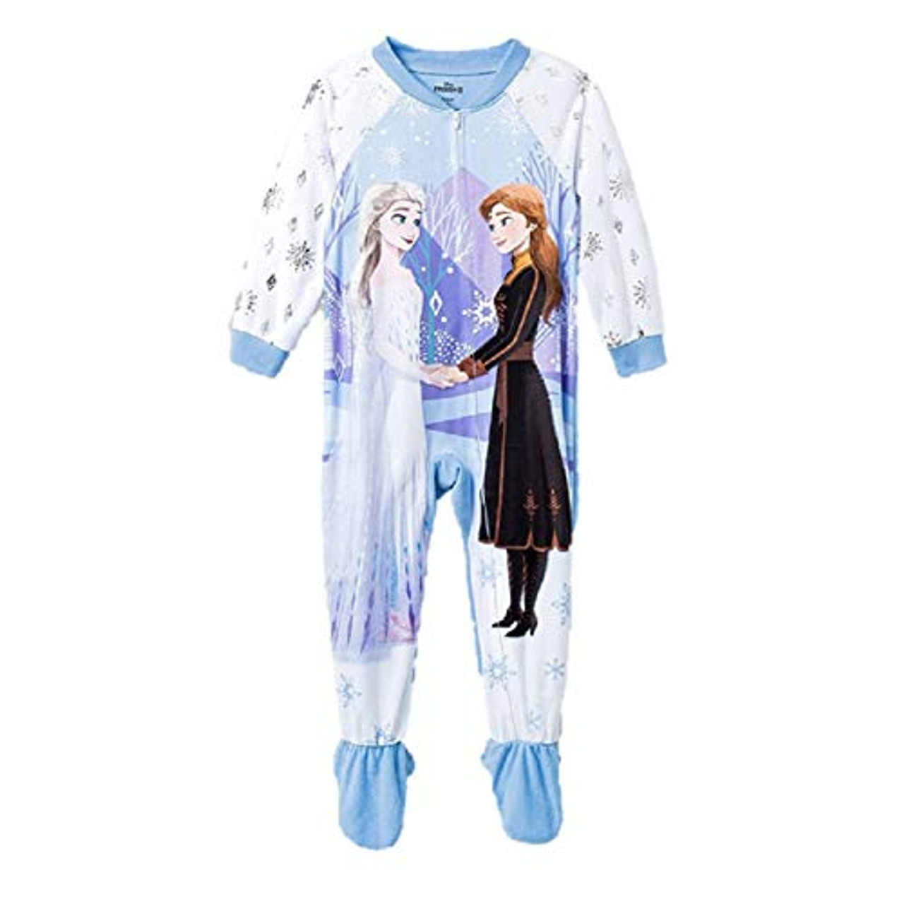 Girls American Marketing Frozen Elsa And Anna Fleece Hooded Blanket Pajama Sleeper Sleepwear 9685