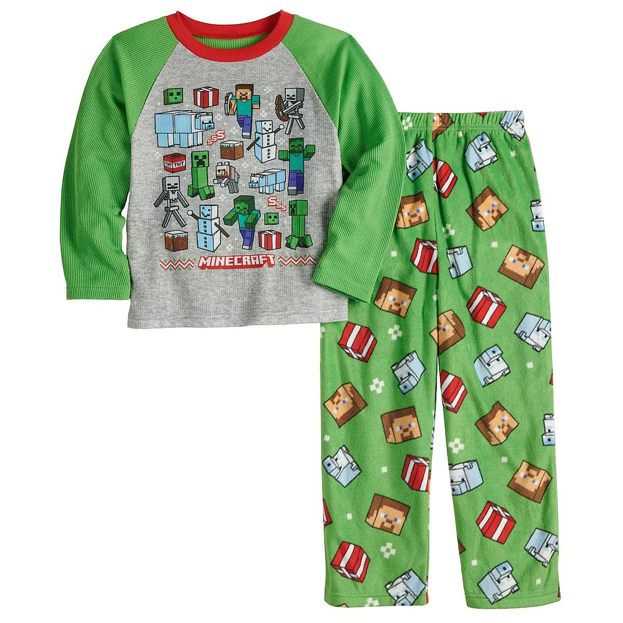 MInecraft Character Thermal and Fleece Christmas Holiday Pajama Set