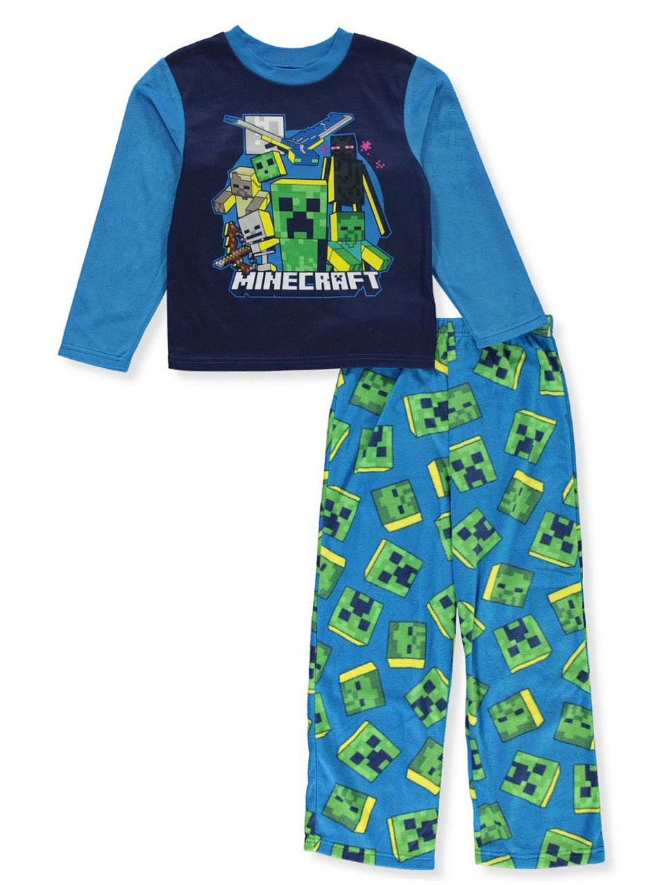 Minecraft Boy s Creeper Enderman Mob Poly Jersey Fleece Pajama