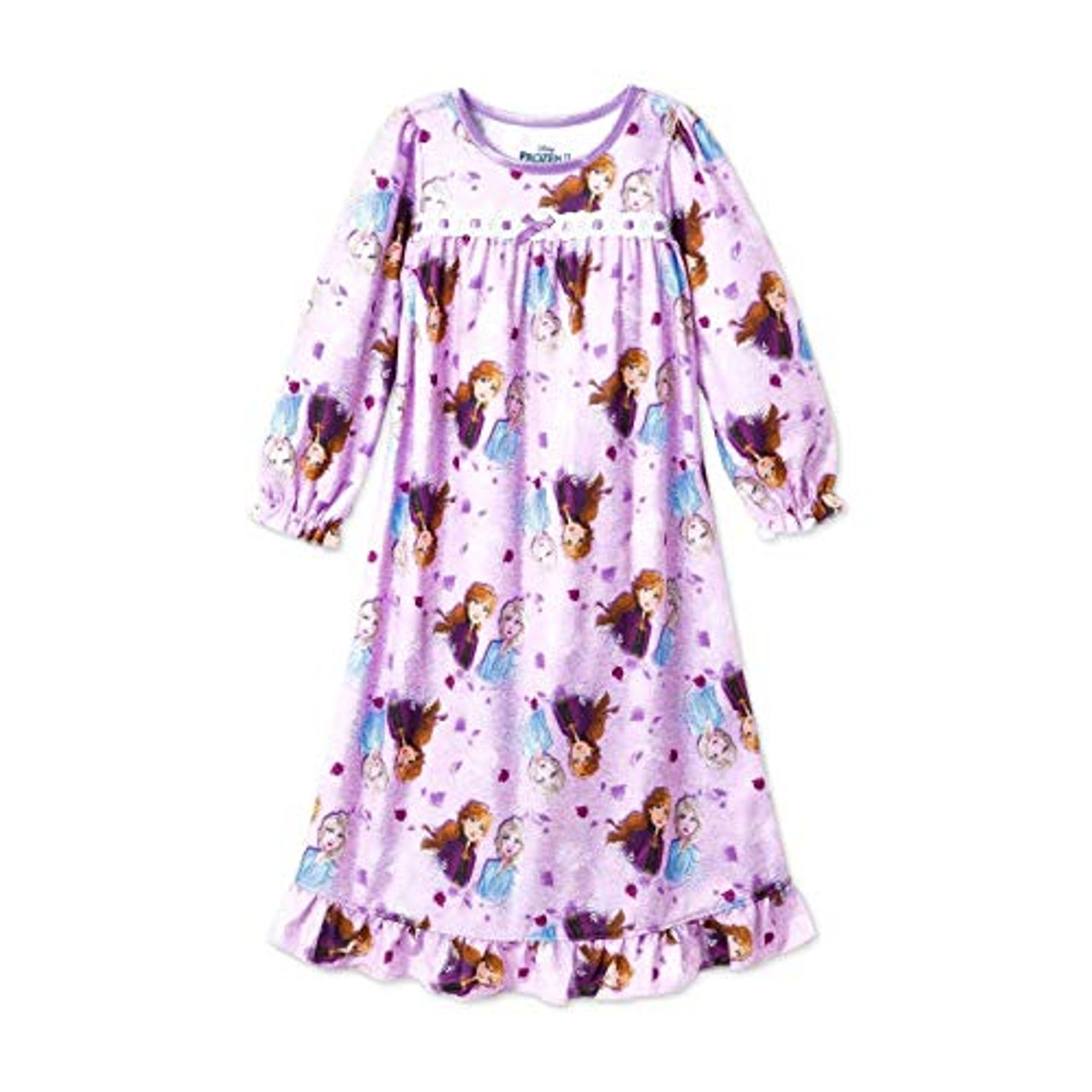 Frozen Elsa Anna Purple Fall Foliage Granny Flannel Nightgown