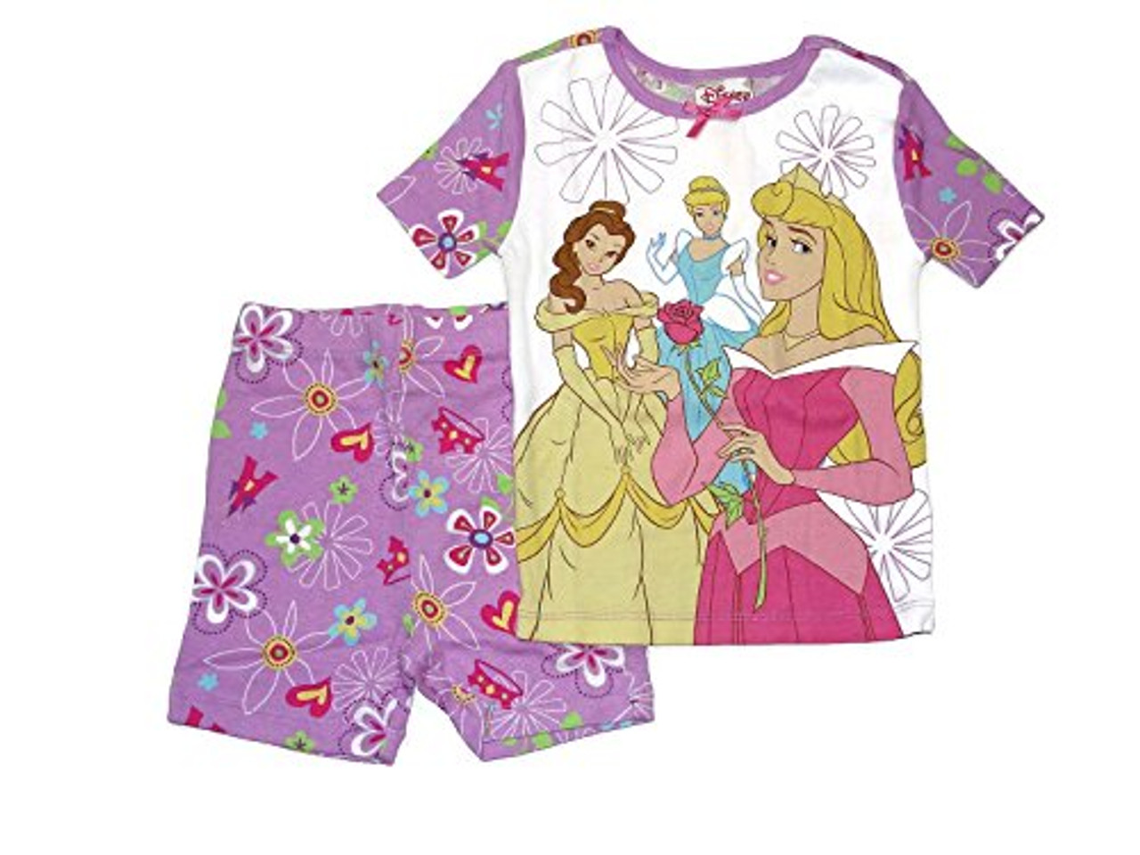 Disney Princess PJ Pal Girl s Purple Print Pajama Shorts Set Size