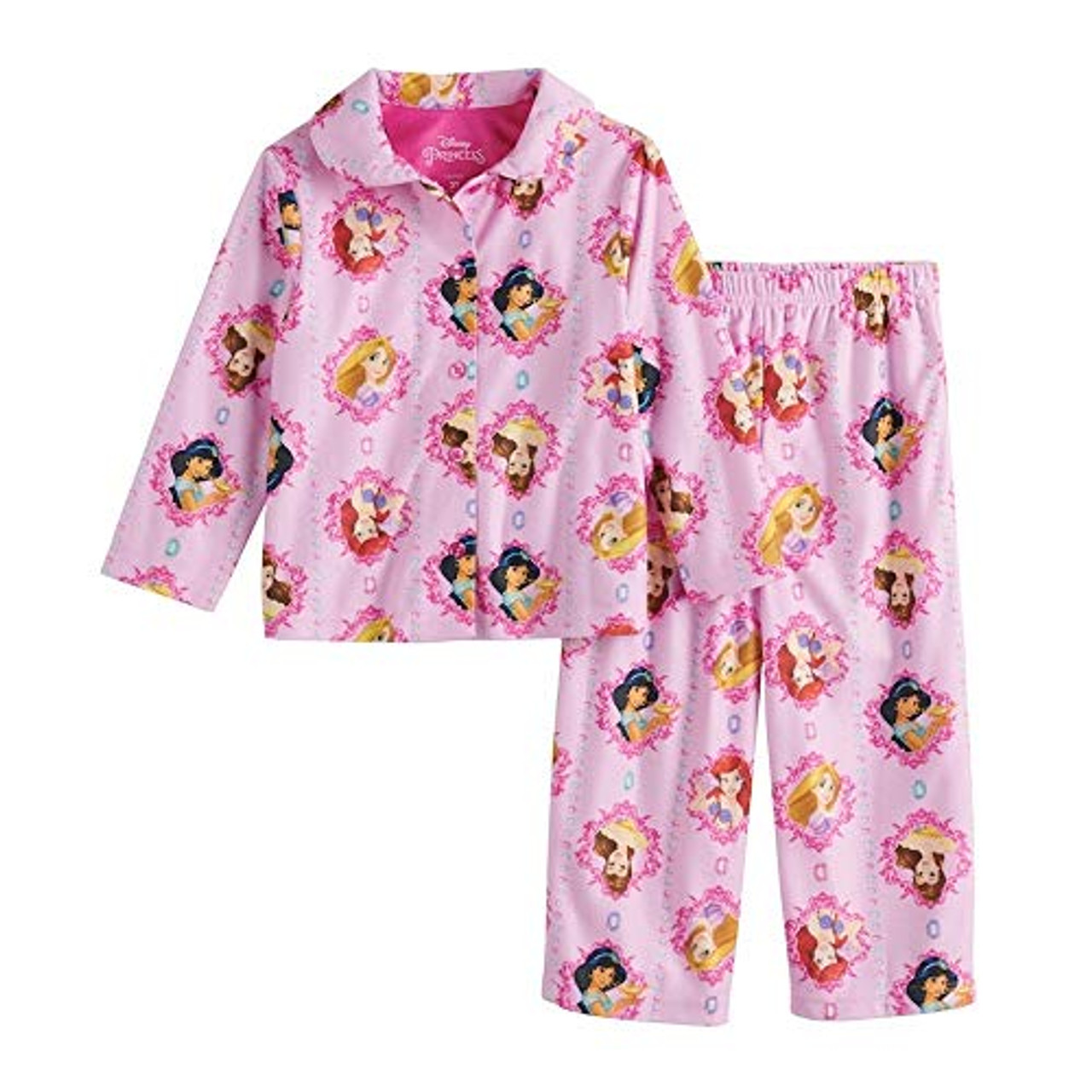 Disney Princess Toddler Girl 2 Piece Flannel Print Pajama Set