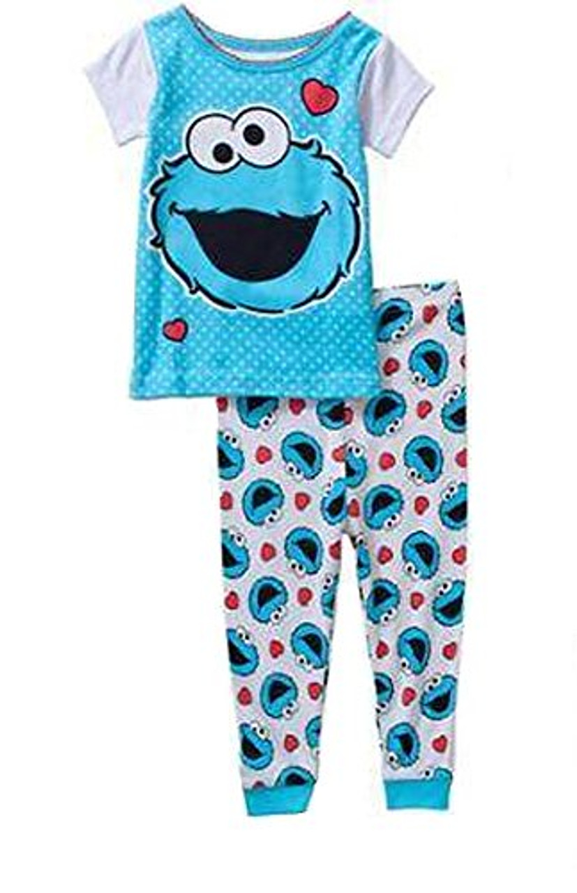 Baby Girl s Cookie Monster Heart and Dot Print Pajama Set 9