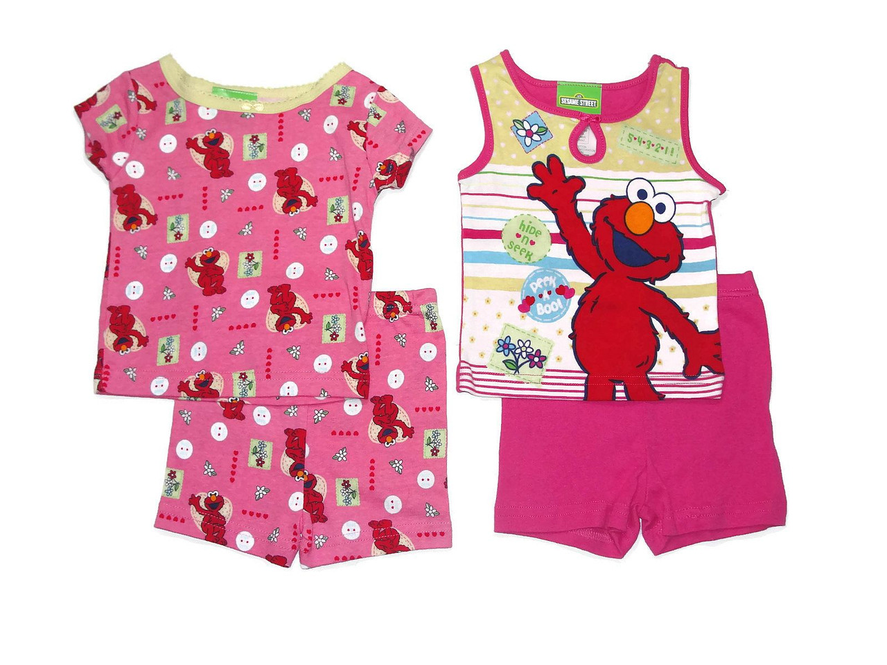 Sesame Street Baby Girl s Elmo 4 Piece Pajama Shorts Set Pink