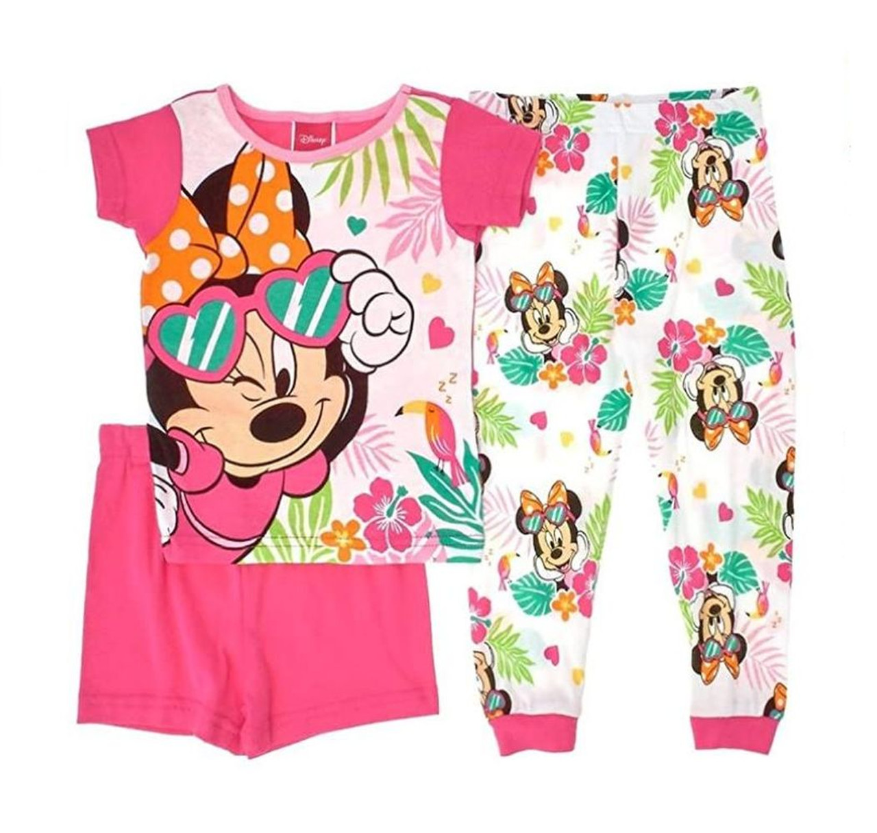 Disney Minnie Tropical Vacation 3 Piece Pajama Shorts Pants Set