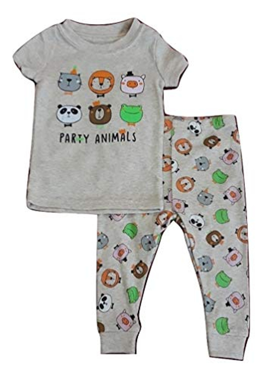 Baby Boys Party Animals Theme Cotton Tight Fit Pajamas Set 18