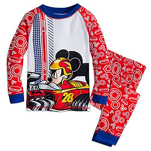 Mickey Mouse Boy's Racing Race Car Cotton Pajama Set, Size