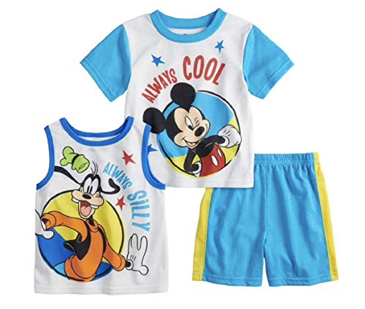 Disney Junior Mickey and Goofy Cool Silly 3 Piece Pajama Shorts Set Size 4T