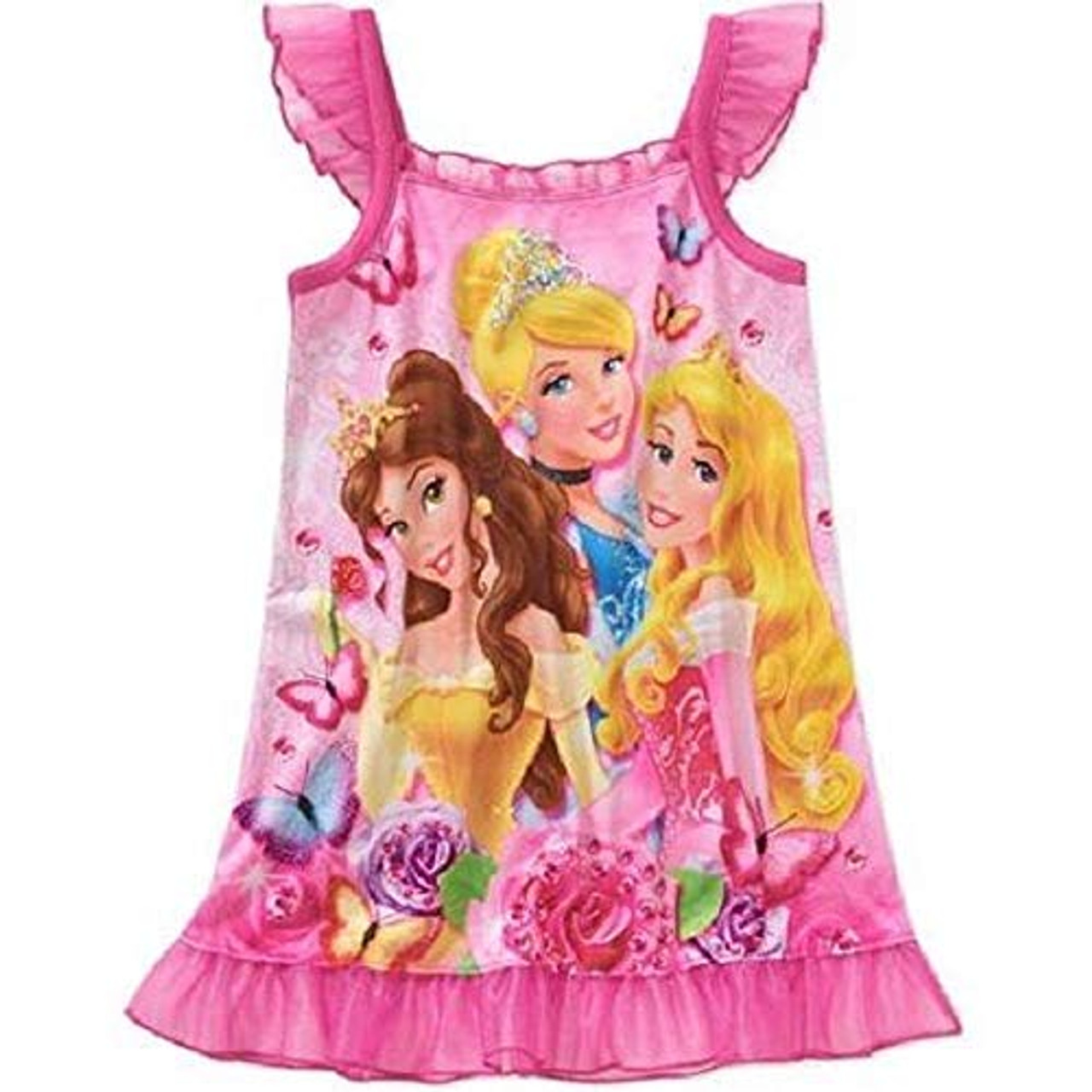 Princess Belle Cinderella Aurora Floral Butterfly Pink Satin