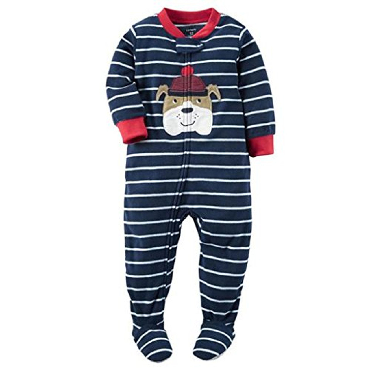 Carter's Boy's Navy Striped Bulldog Fleece Footed Pajama Sleeper, Size 5T - Little Dreamers Pajamas Carter's Boy's Navy Striped Bulldog Fleece Footed Pajama Sleeper, Size 5T - Little Dreamers Pajamas