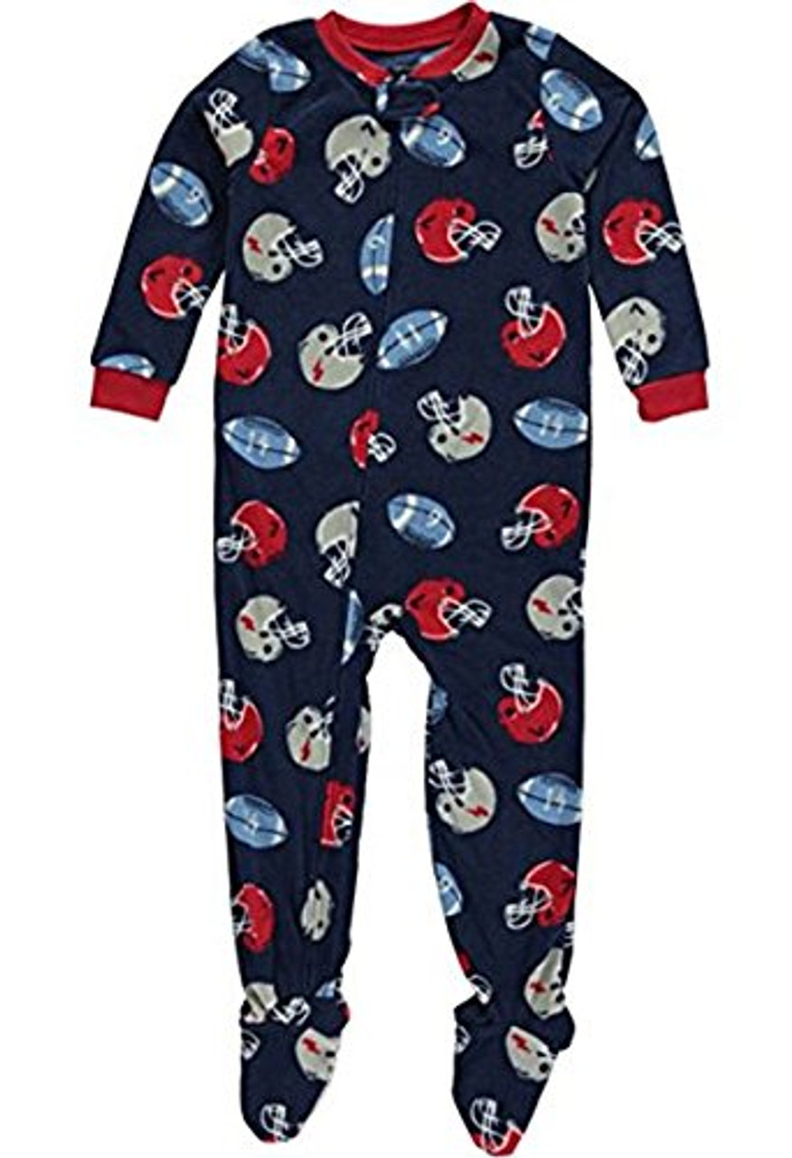 Carter s Boy s Navy Football Print Fleece Footed Pajama Sleeper