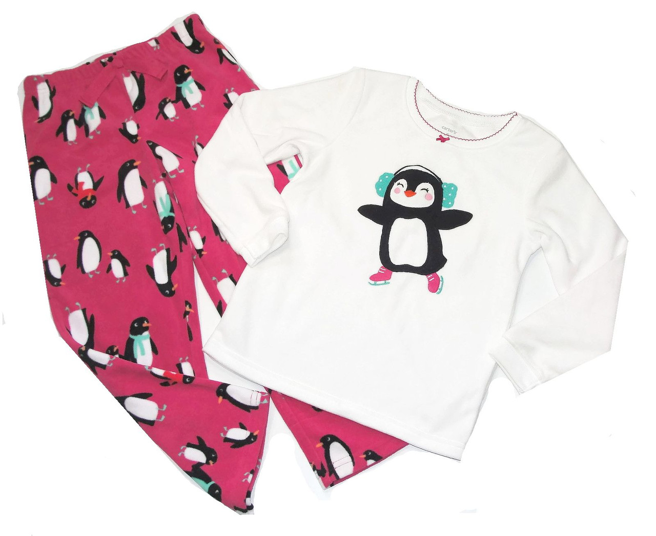 Girl's Footless Winter Penguin Red Fleece Pajama Blanket Sleeper, Size XS  4/5