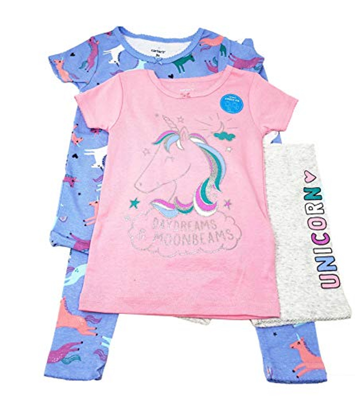 Carter's Girls 4-Piece Unicorn Cotton Pajama Set, Size 3T - Little Dreamers  Pajamas