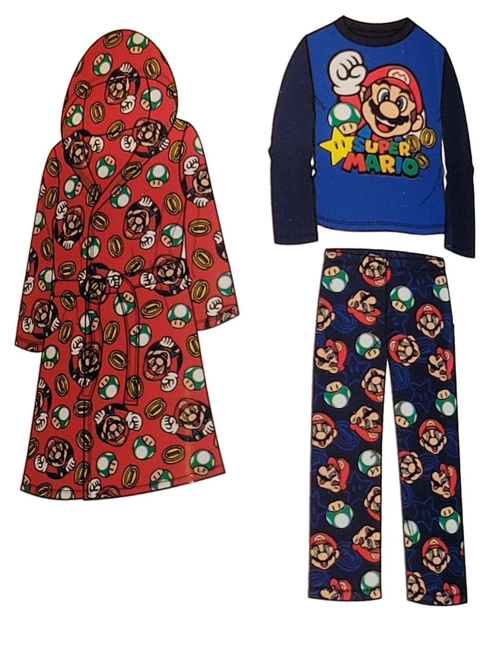 Little Boys Super Mario Hooded Robe and Pajamas Set Size XS 4