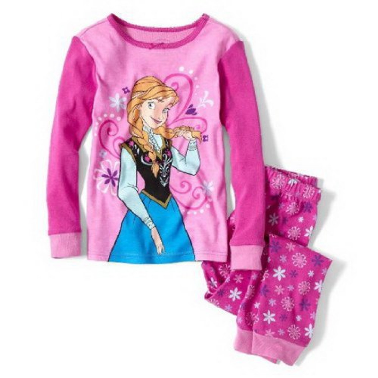 Disney Frozen Anna 2 Piece Floral Pajama Set Size 8 Little