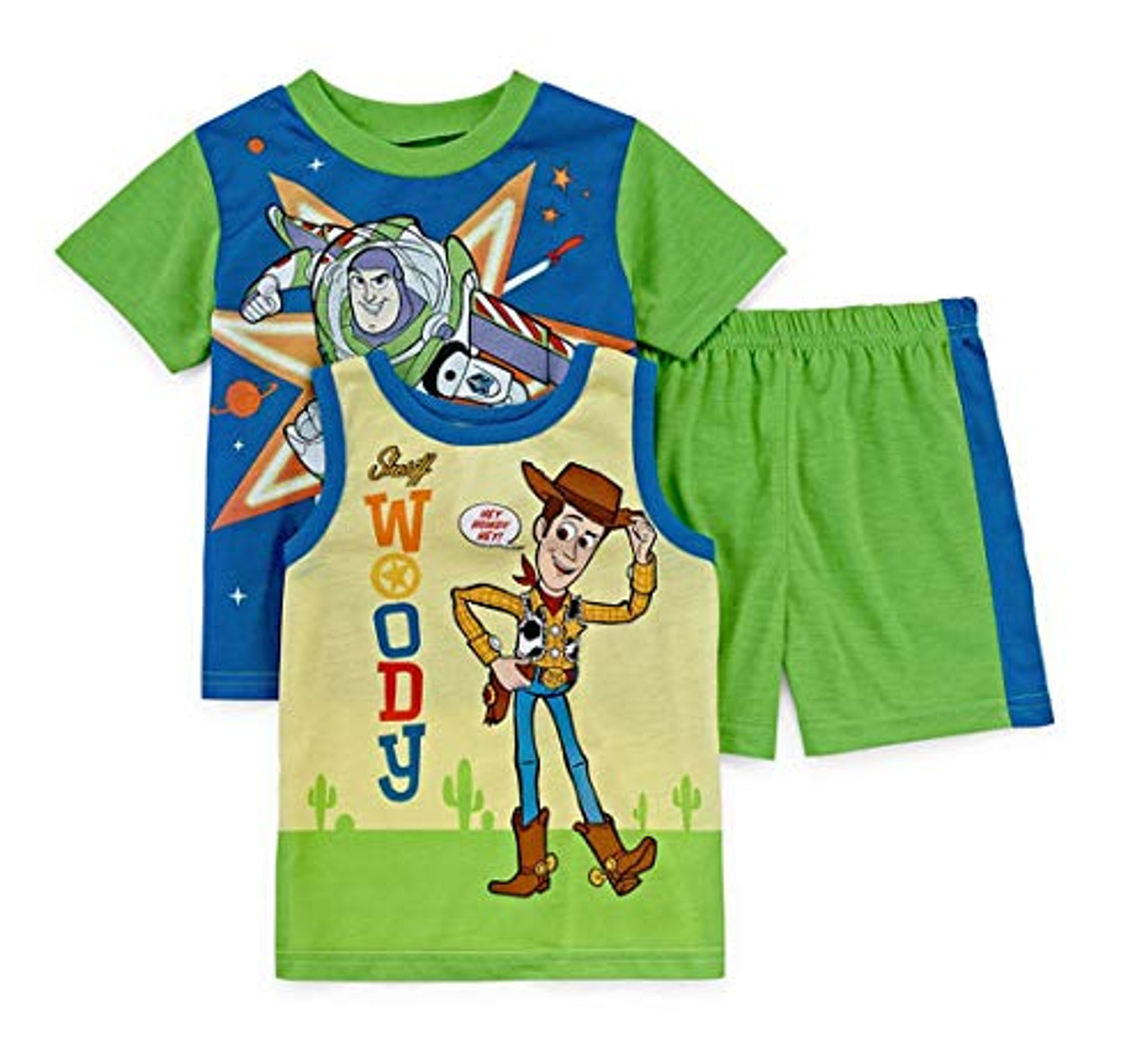 Toy Story Boy s 3 Piece Buzz Lightyear and Woody Pajama Shorts Set