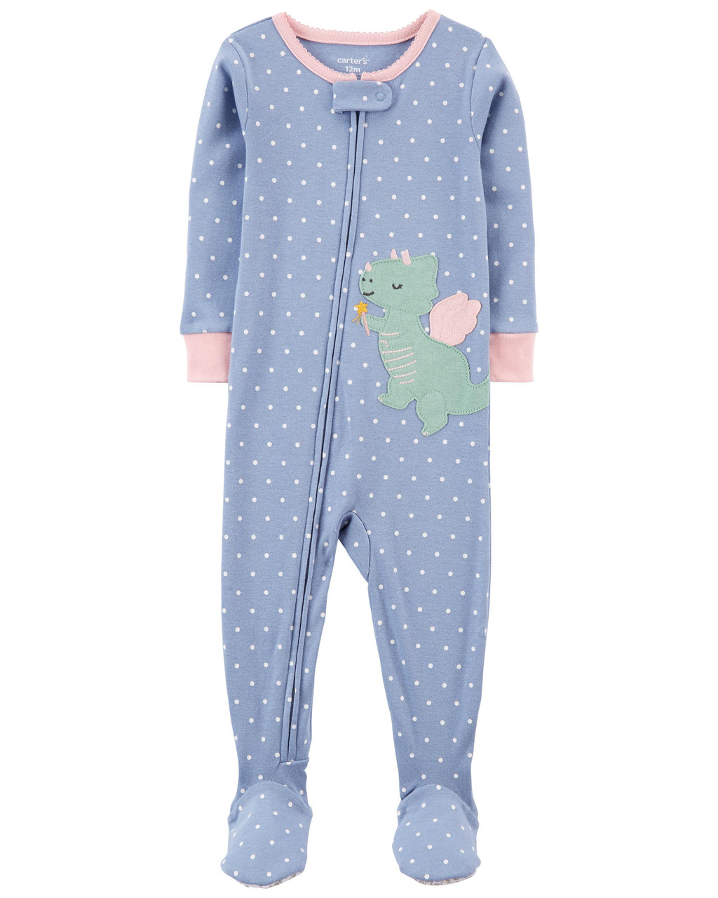 Carter s Toddler Girl s Polka Dot Dinosaur Cotton Footed Pajama