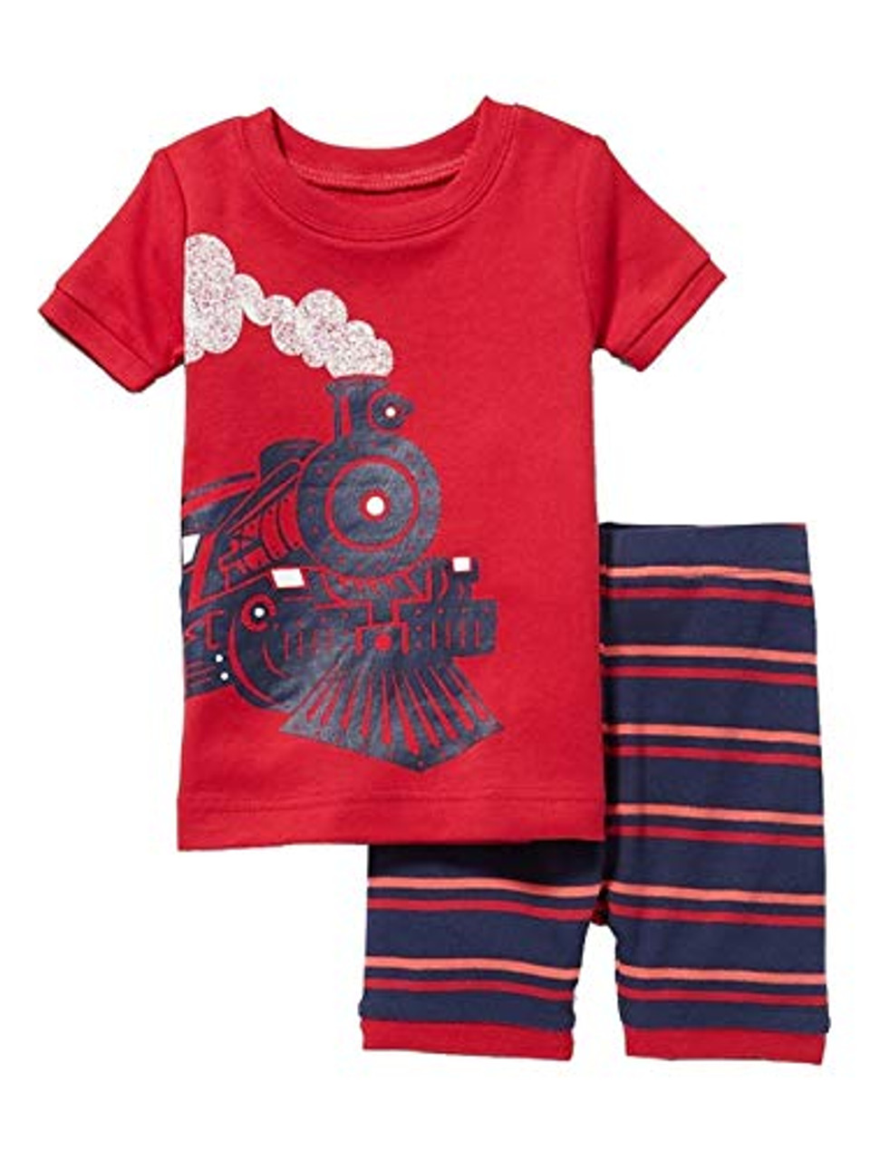 Old Navy Toddler Boy s Train Engine Red Pajama Shorts Set Little