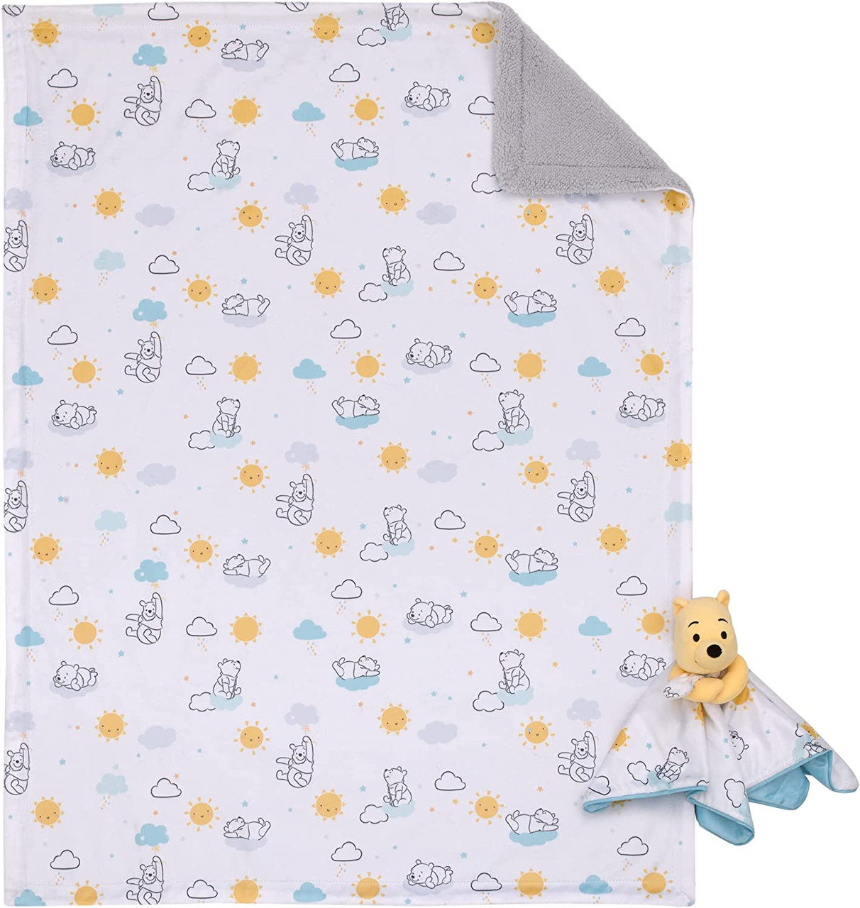 Disney Winnie The Pooh Super Soft Sherpa Baby Blanket and Security