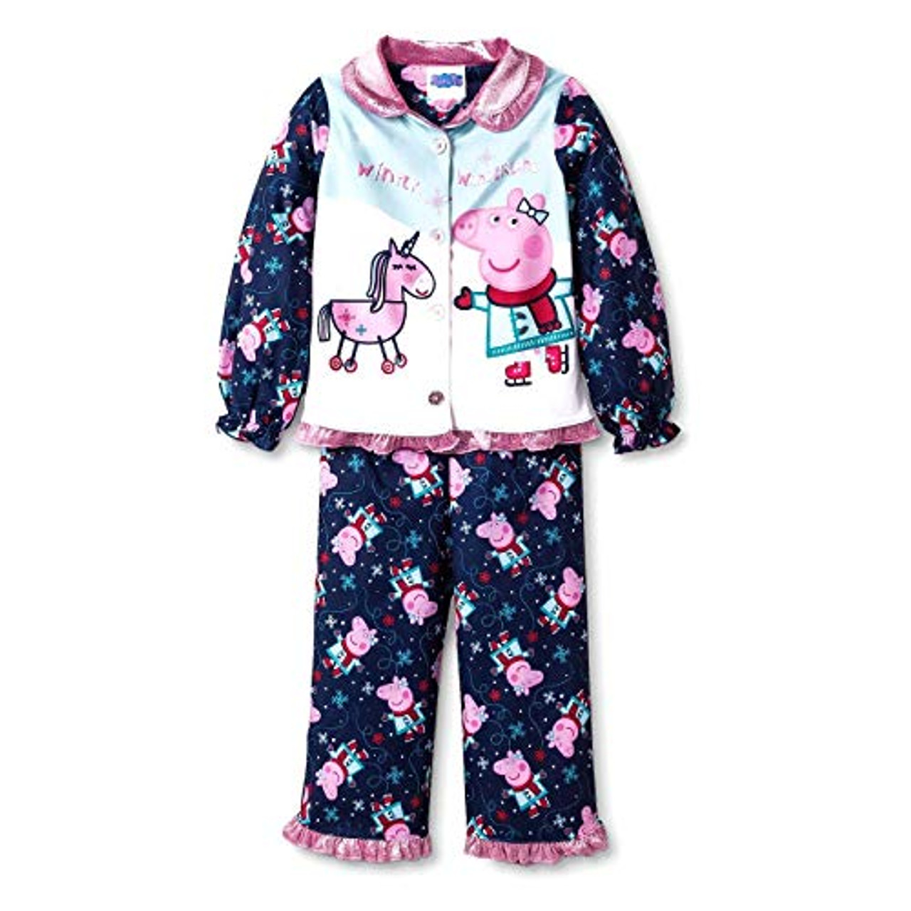 Peppa Pig Toddler Girls Unicorn Winter Wonderland Flannel Coat