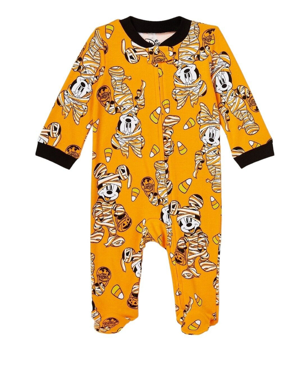 Orange One Piece Baby Footie Pajamas  Disney Mickey Halloween –