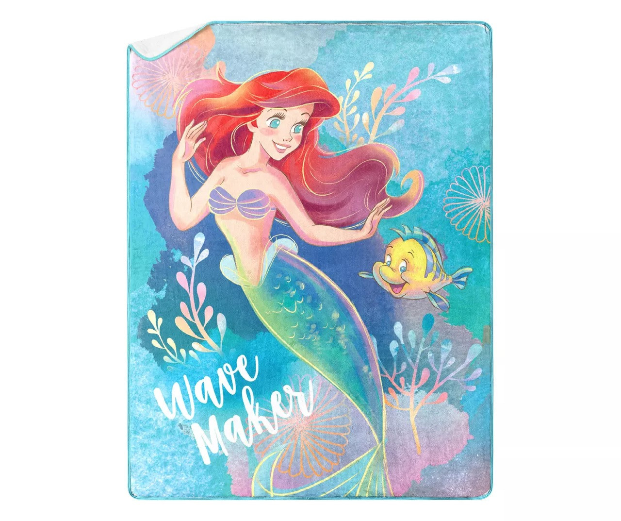 Disney Ariel and Flounder Little Mermaid Wave Maker Sherpa Fleece Blanket Throw