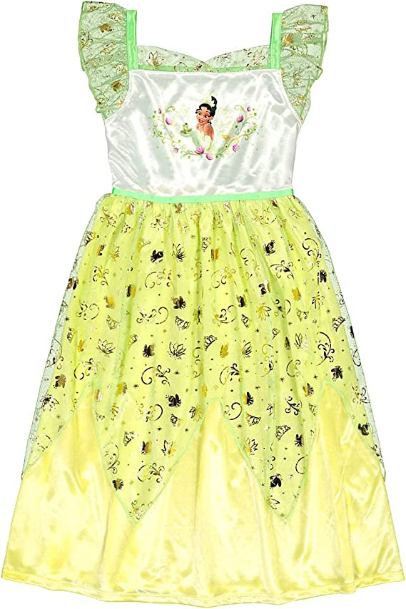 Disney Princess Tiana Fancy Deluxe Golden Foil Nightgown, Gown