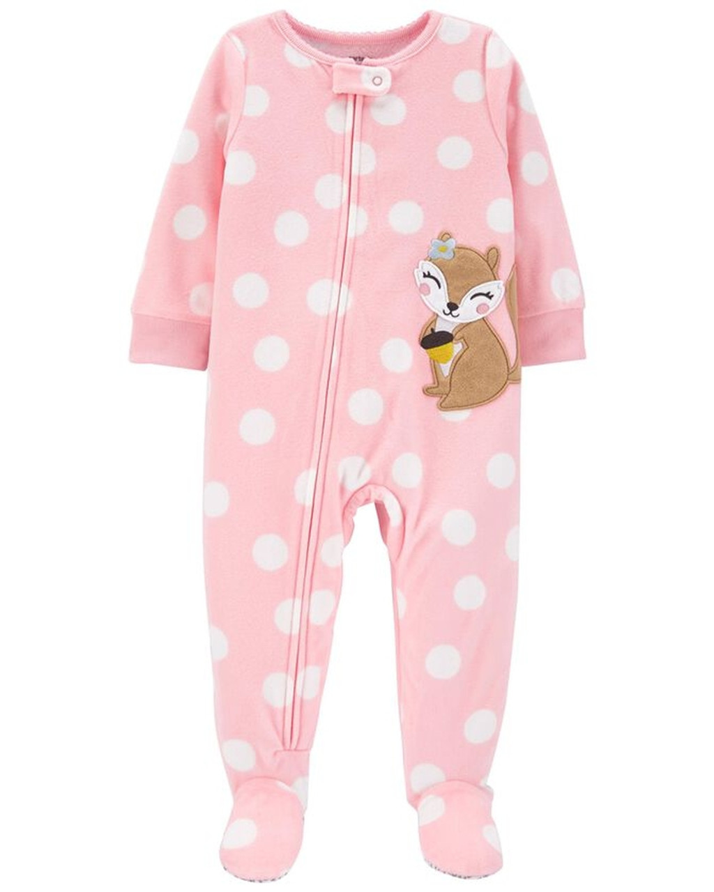 Carter's Toddler Girl's Pink Polka Dot Squirrel Fleece Pajama