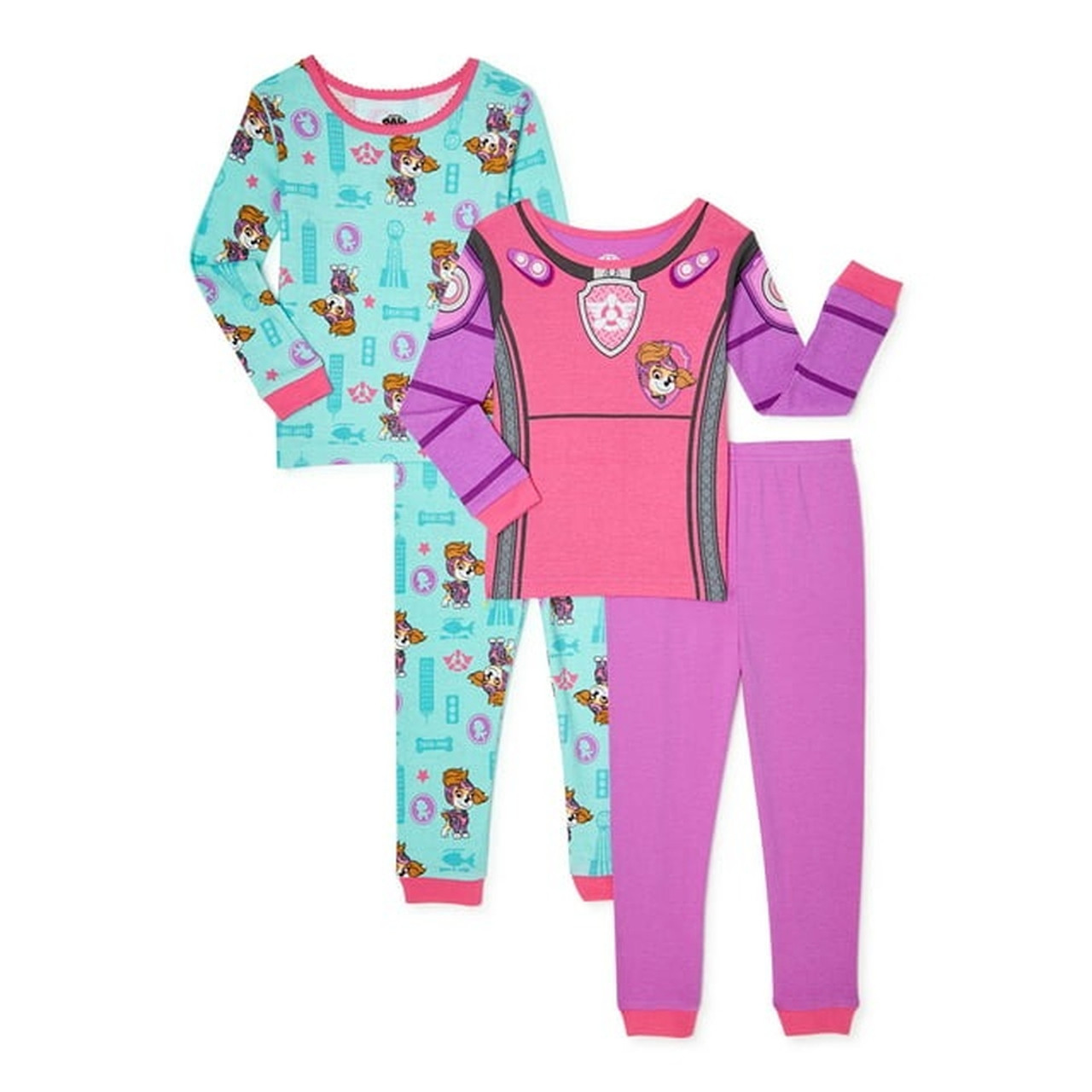 Paw Patrol Girl's Skye Costume Pilot 4-Piece Pajama Set, Size 5T - Little Dreamers Pajamas