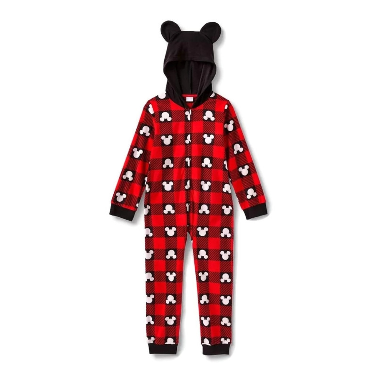 Mickey Mouse Buffalo Check Fleece Costume Style Hooded Pajama