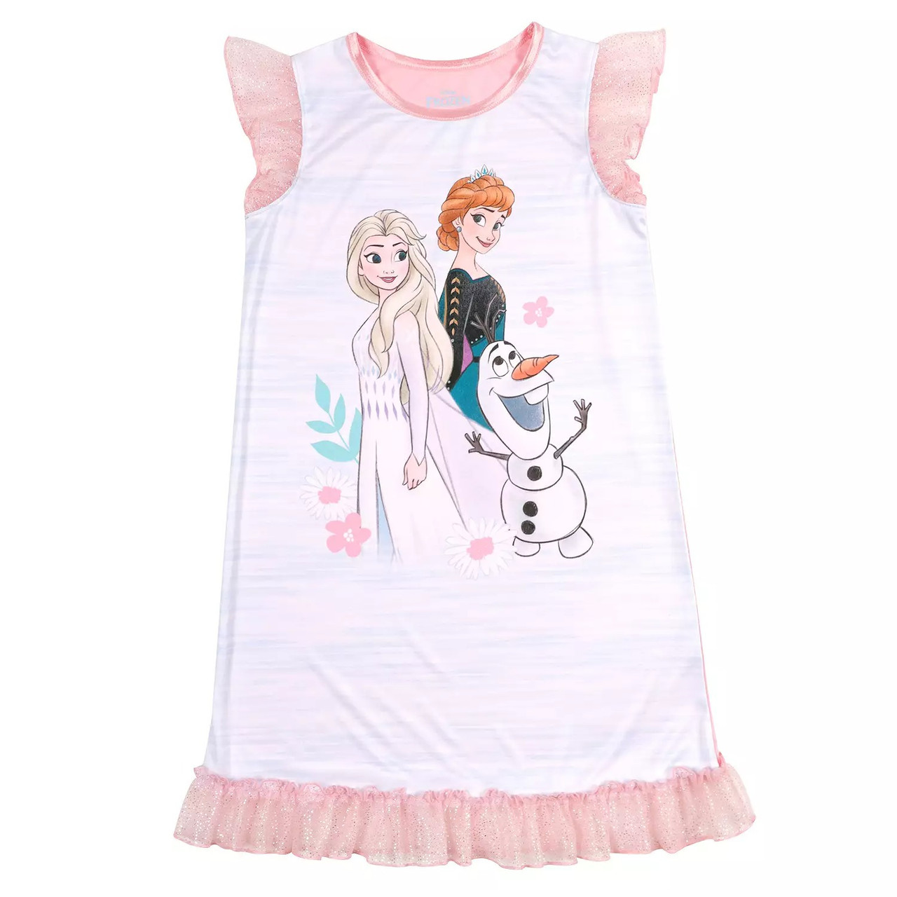 Frozen Elsa Anna and Olaf Girl s Tulle Flutter Sleeve Nightgown