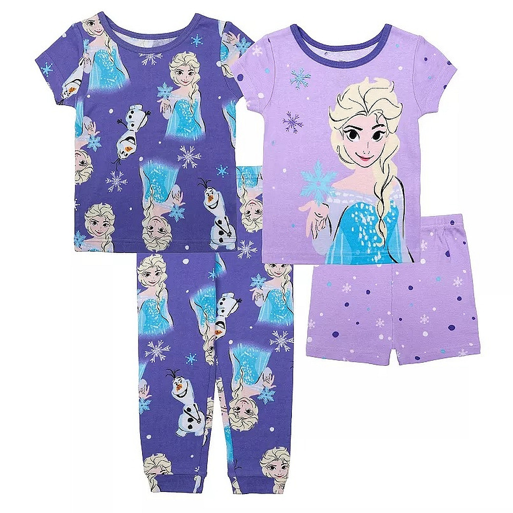 Disney Frozen Elsa and Olaf Toddler Girl's 4-Piece Cotton Pajama