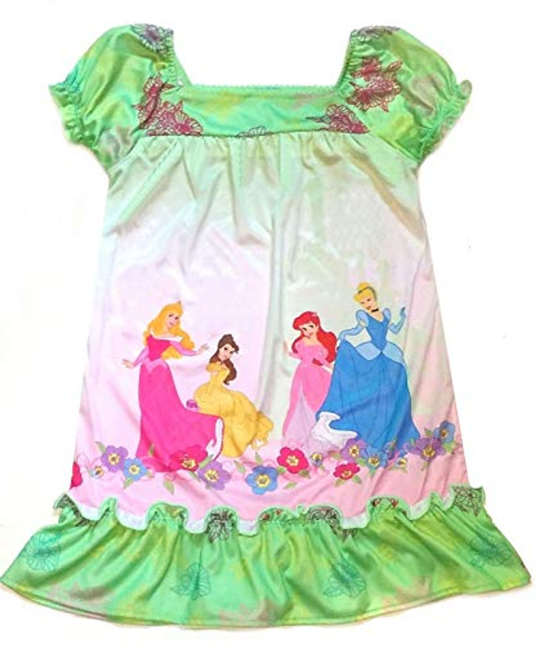 Disney Girl s Princess Green Floral Nightgown Gown Size 5