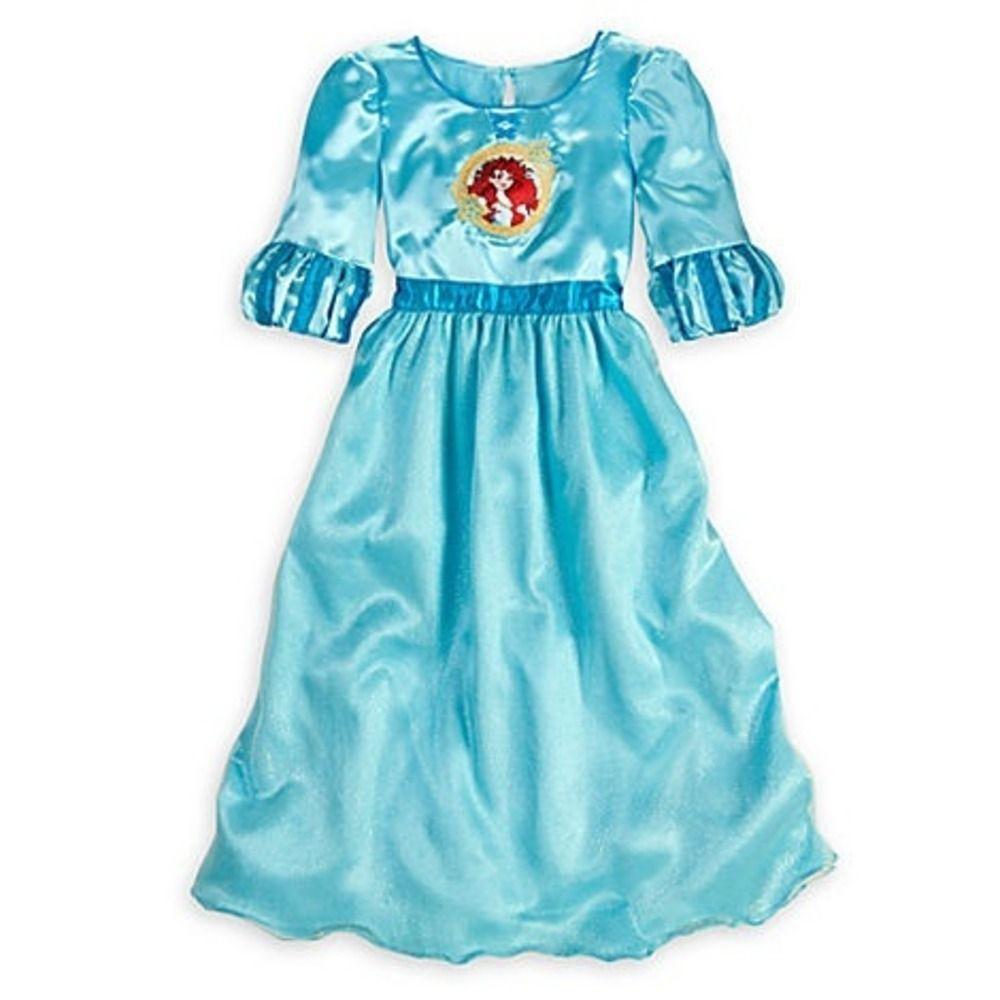 Disney Princess Brave Merida Fancy Deluxe Blue Satinet Nightgown, Size 5/6  - Little Dreamers Pajamas