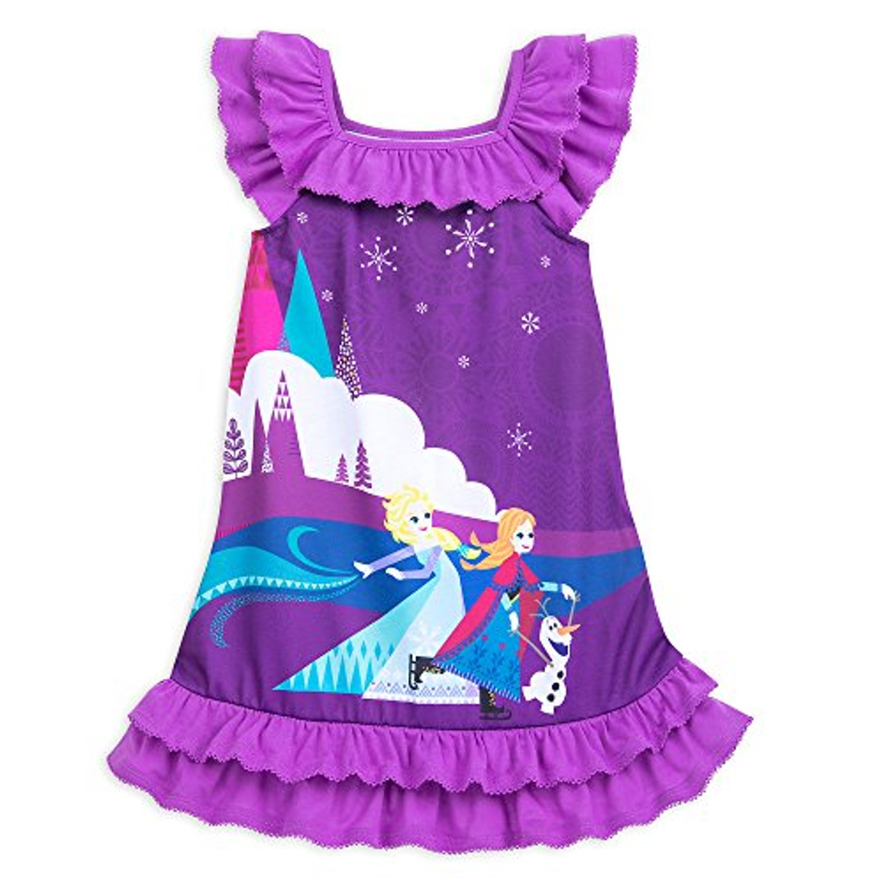 Disney Frozen Anna Elsa and Olaf Flutter Sleeve Purple Tiered